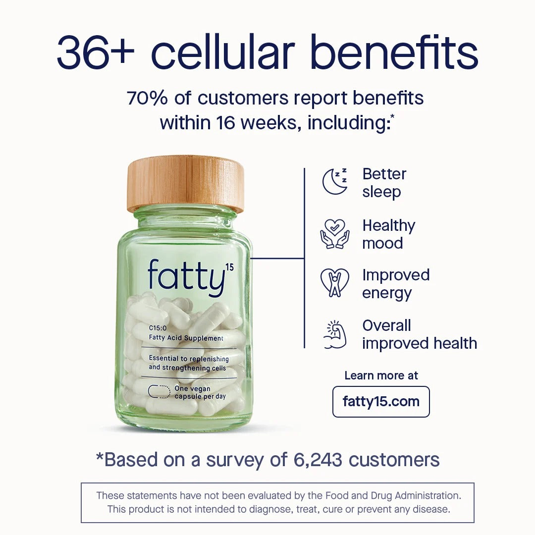 Fatty15 C15:0 Pentadecanoic Acid Healthy Aging Supplement- 3 Month Supply